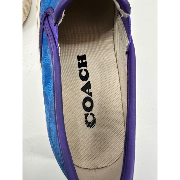 Coach Men's Signature C Monogram Slip On Canvas Sneakers Blue Purple Size 7D - Picture 7 of 8